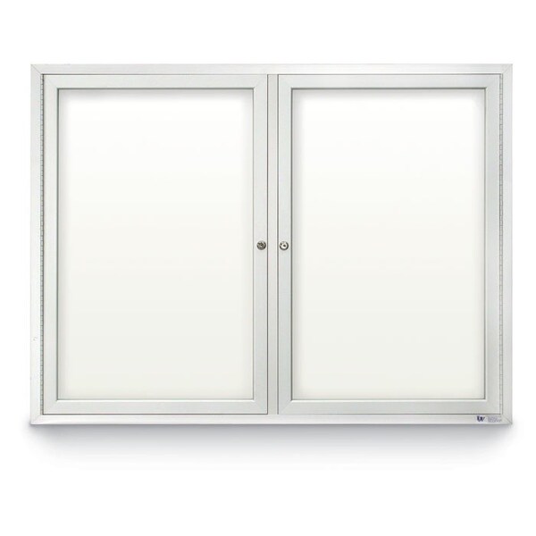 United Visual Products Double Indoor Magnetic Wet/Dry Erase Boa UV8525-SATIN-WHTPORC - main